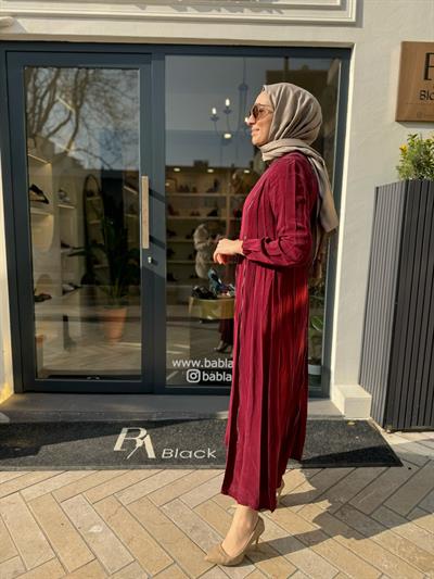 Fermuarlı Detaylı Kadın Elbise Bordo