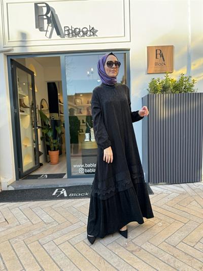 Fisto İşlemeli Cupra Kadın Elbise Siyah