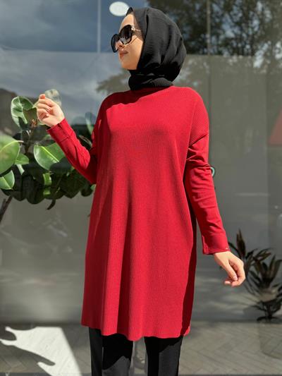 Fitilli Triko Kadın Tunik Bordo