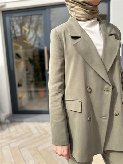 Galya Blazer Ceket Pantolon Kadın Takım Haki Yeşil