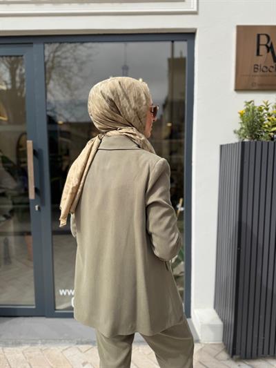 Galya Blazer Ceket Pantolon Kadın Takım Haki Yeşil