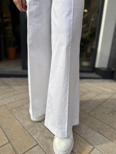 Geniş Paça Basic Kadın Kot Pantolon Beyaz
