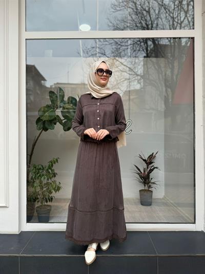 Güpür Detaylı Cupra Kadın Takım Kahve