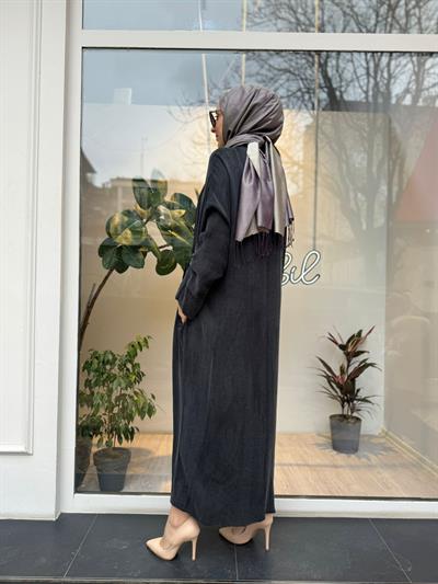 İp Bağlama Detaylı Kadın Kap Siyah