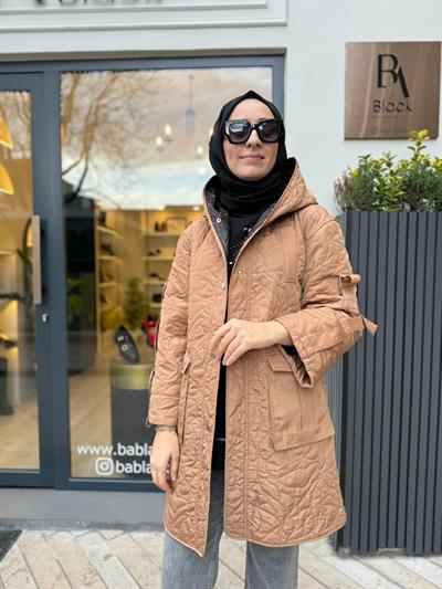 Kapitone Detaylı Catania Kadın Mont Camel