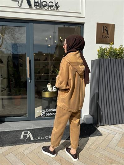 Kapüşonlu Fermuarlı Kadın Rashel Ceket Camel