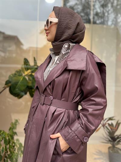 Kemer Detaylı Verena Kadın Trench Mürdüm