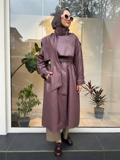 Kemer Detaylı Verena Kadın Trench Mürdüm