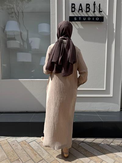 Kendinden Desenli Cıt Cıt Kadın Kap Bej