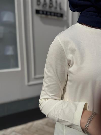 Koton Uzun Kollu Basic Kadın Bluz Krem