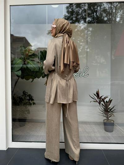 Kumaş Desenli Cupra Kadın Takım Vizon