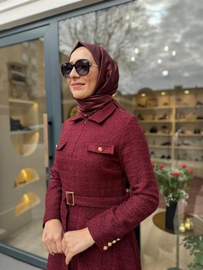 Lady Tüvit Elbise Bordo