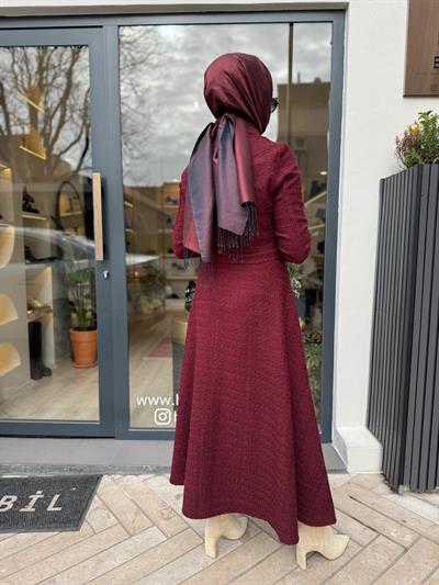 Lady Tüvit Elbise Bordo