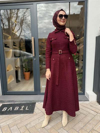 Lady Tüvit Elbise Bordo