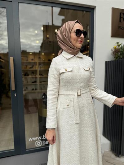 Lady Tüvit Elbise Ekru
