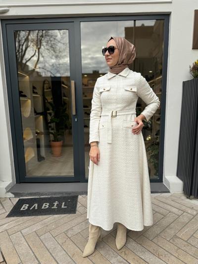 Lady Tüvit Elbise Ekru