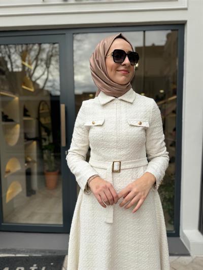 Lady Tüvit Elbise Ekru
