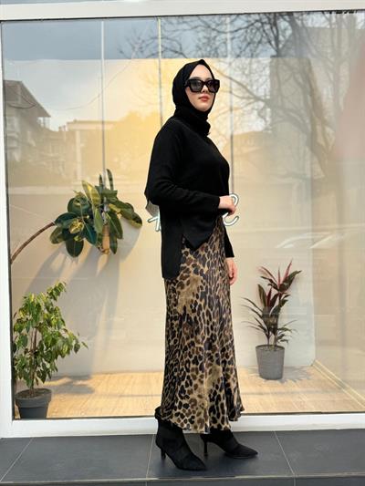Leopar Desen Kadın Etek Leopar