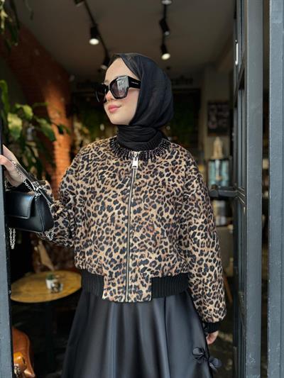 Leopar Desenli Arles Kadın Ceket Leopar