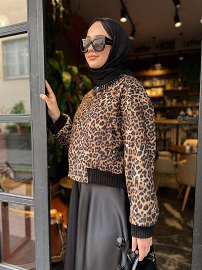 Leopar Desenli Arles Kadın Ceket Leopar