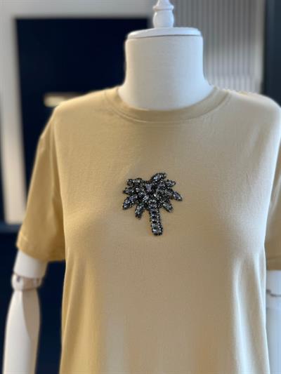 Taş Detaylı Kadın Bluz Camel