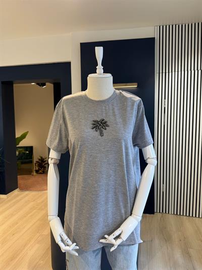 Taş Detaylı Kadın Bluz Gri