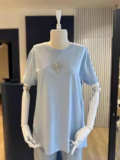 Taş Detaylı Kadın Bluz Mavi