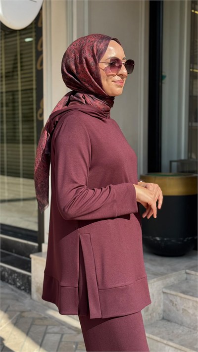 MIO26K0500013 Bern Kapüşonlu Kadın Takım Bordo