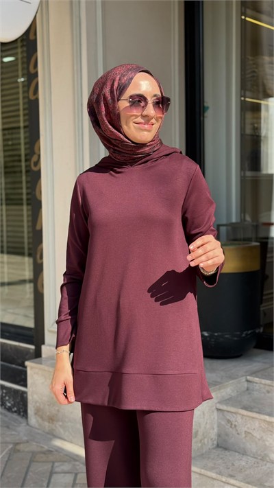 MIO26K0500013 Bern Kapüşonlu Kadın Takım Bordo