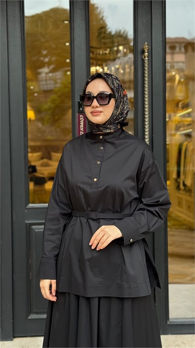 MIO27K0500008 Aryel Bluz Etek Kadın Takım Siyah