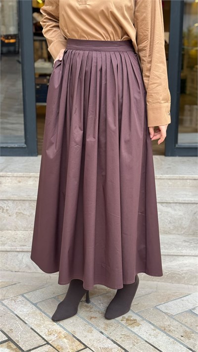 MIO27K0500008 Aryel Bluz Etek Kadın Takım Camel-Kahve