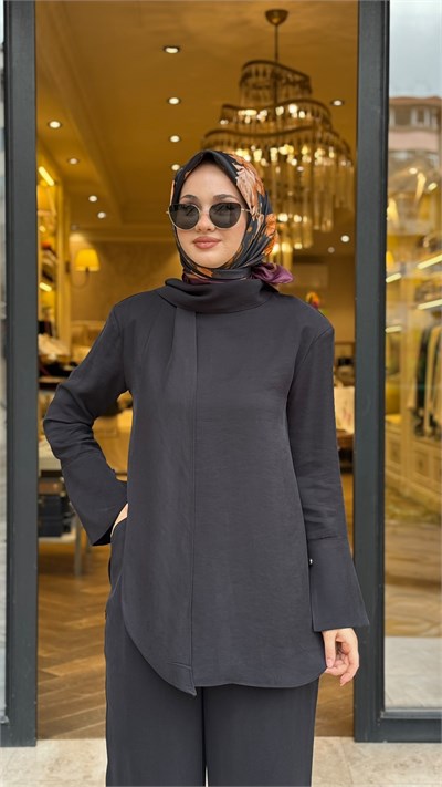 MIO27K0500020 Zena Taşlanmış Pantolonlu Takım Siyah