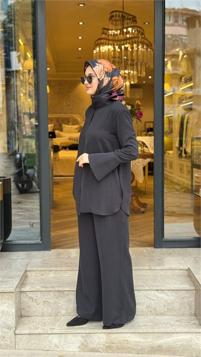 MIO27K0500020 Zena Taşlanmış Pantolonlu Takım Siyah