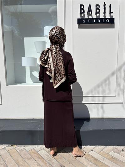 MİSS 267 Detaylı Kadın Etek Kahve