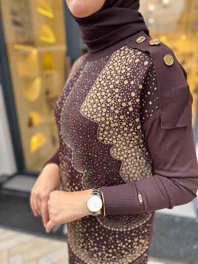 MİSS 272 Triko Kadın Elbise Kahve