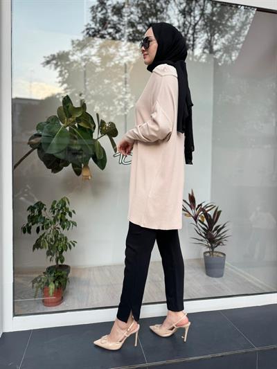 Omzu Şifon Kadın Triko Tunik Fondoten