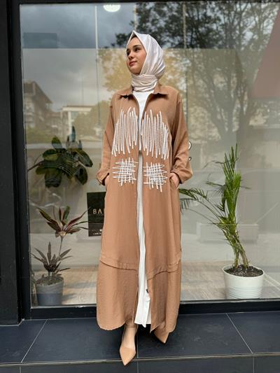 Önü Dikiş Detaylı Kadın Kap Camel