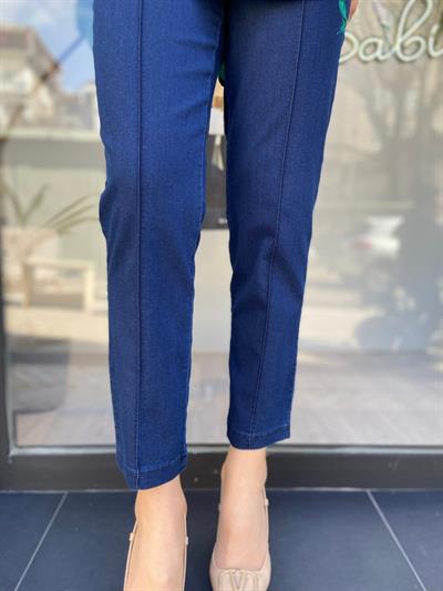 Paça Detaylı Kadın Pantolon Indigo