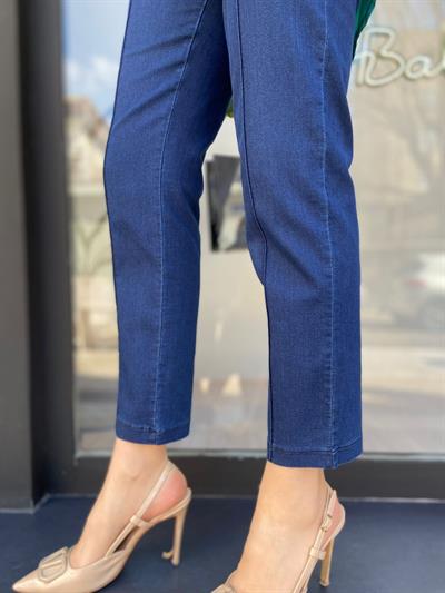 Paça Detaylı Kadın Pantolon Indigo