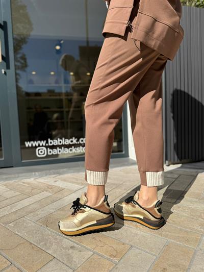 Paçası Triko Detaylı Lucca Kadın Pantolon Camel