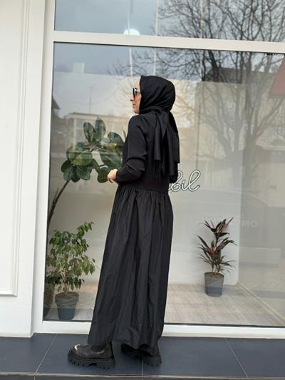 Paraşüt Detaylı Kadın Elbise Siyah