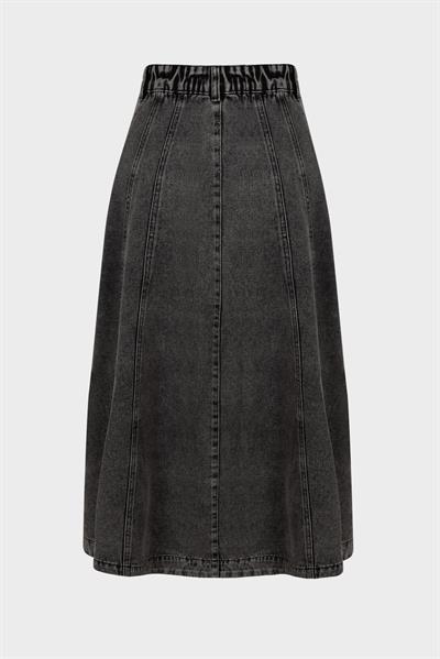 Parçalı Denim Kot Etek Antrasit