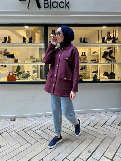 Ravel 4 Cepli Puf Ceket Bordo