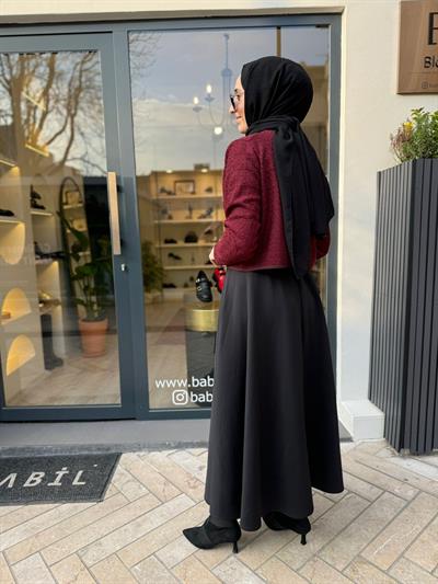 Sally Tüvit Cepli Kısa Hırka Bordo