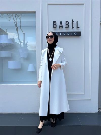 Arkası Kemerli Kadın Ceket Ekru