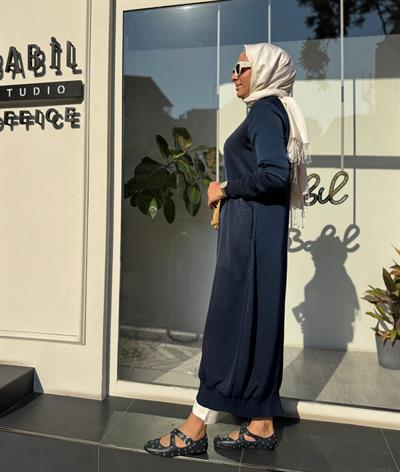 Sıkmalı Fermuarlı Kadın Kap Lacivert