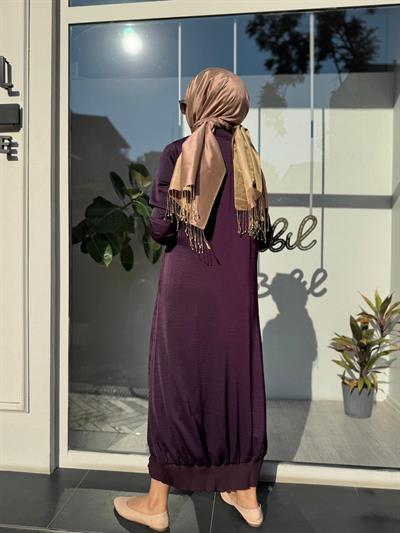 Sıkmalı Fermuarlı Kadın Kap Mürdüm