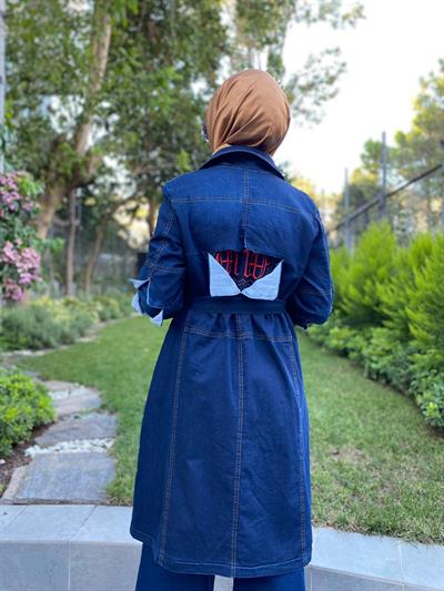 Sırt Detaylı Kot Kap Lacivert
