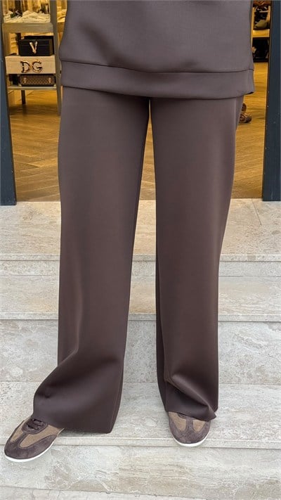 TD21Y04033007 Asel Bol Paça Pantolon Acı Kahve