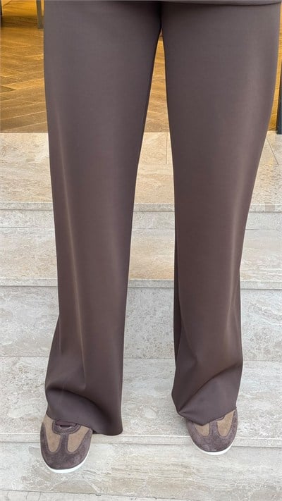 TD21Y04033007 Asel Bol Paça Pantolon Acı Kahve